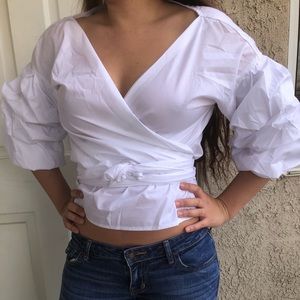 White wrap cotton top